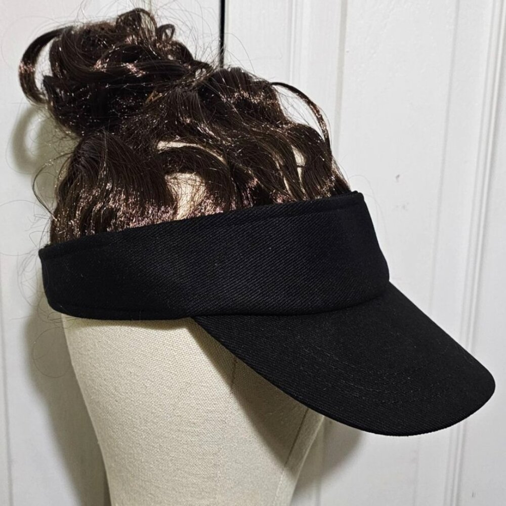 Billy Bob Man Bun Visor Costume Brown Hair Wig Hat Messy Disguise Funny Novelty